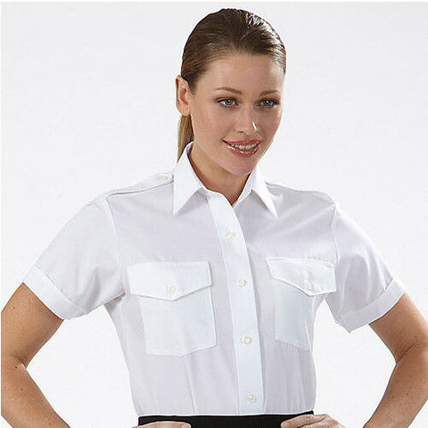 Van Heusen, Women's, "Aviatrix" Pilot & Crew Member, Short Sleeve Shirts, all White