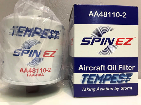 Tempest, Aircraft Oil Filter p/n AA48110-2,  FAA-PMA Approved, w/ Certification