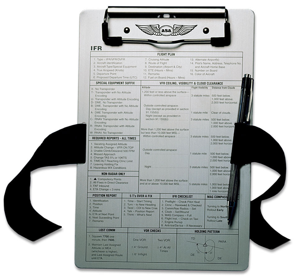 Kneeboard Aviation ASA VFR Kneeboard - Aluminum Pilot Kneeboard With ...