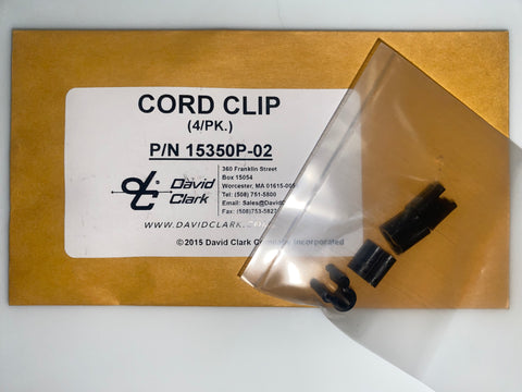 Original David Clark, Headset Cord Clips, 4 pack,  p/n 15350P-02