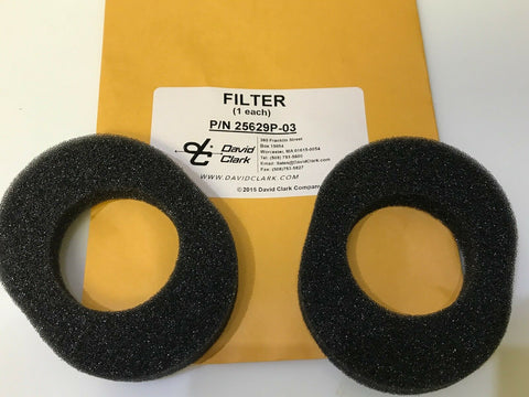 David Clark, Filters for Inside Headset Domes, fits many David Clark Products, 1 pair, p/n 25629P-03