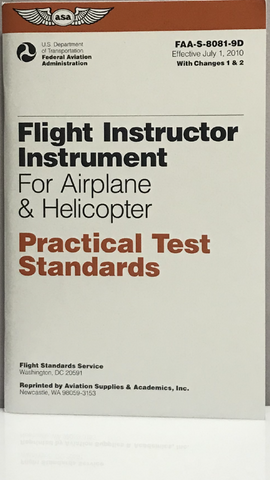 ASA, Practical Test Standards (PTS) for Flight Instructor Instrument, p/n ASA-8081-9D