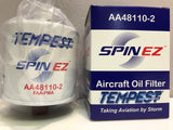 Tempest, Aircraft Oil Filter p/n AA48110-2,  FAA-PMA Approved, w/ Certification