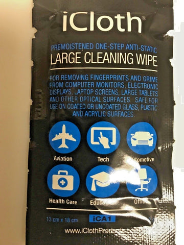 iCloth, Large (38 sq in) Avionics Cleaning Wipes, Pack of 10,  AMS, BMS Approved