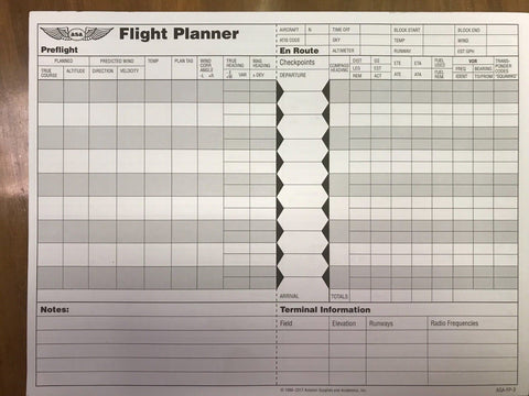 ASA, Flight Planner Pad for Flight Training & Cross Country Flying, p/n ASA-FP-3