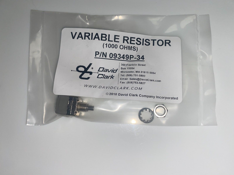 DAVID CLARK Variable Resistor (Volume Ctrl), p/n 09349P-34, fits many Headsets
